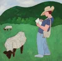 "Sally Michel Sketching Sheep at Big Indian", Robert Selkowitz, 1977